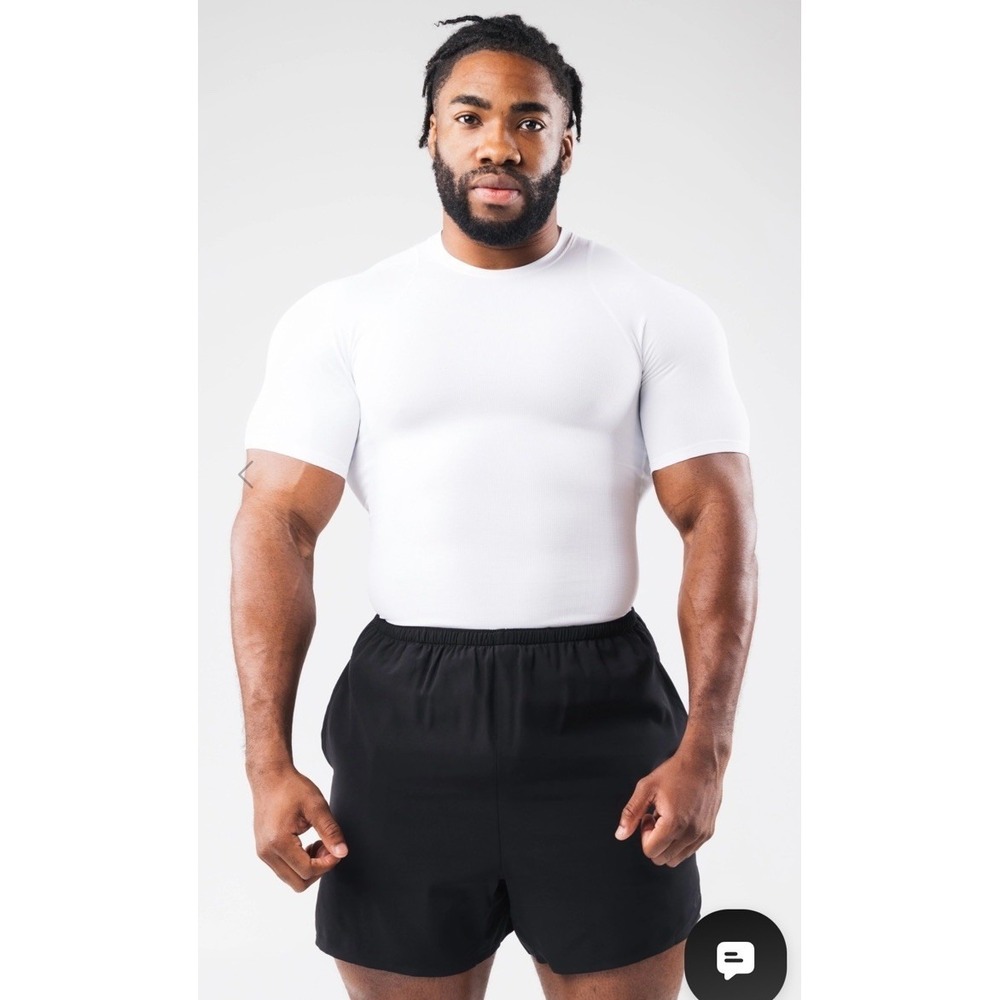 Alphalete Athletics White Compression Power Short Sleeve Tee Mens Sz‎ Large